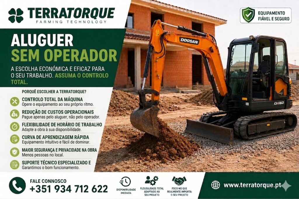 Aluguer de midi escavadora sem operador